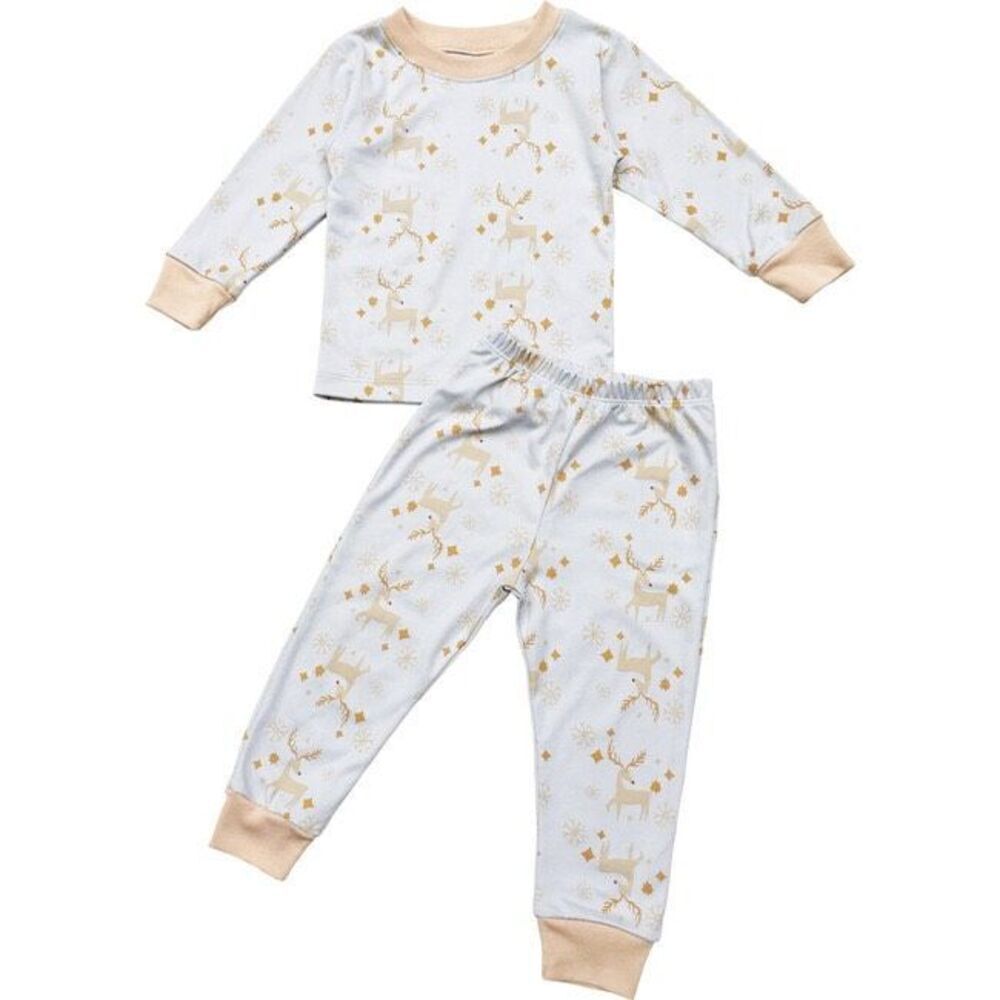 NWT WILD WAWA Holiday Pajamas, Blue Reindeer, Pima Cotton 2/3T
